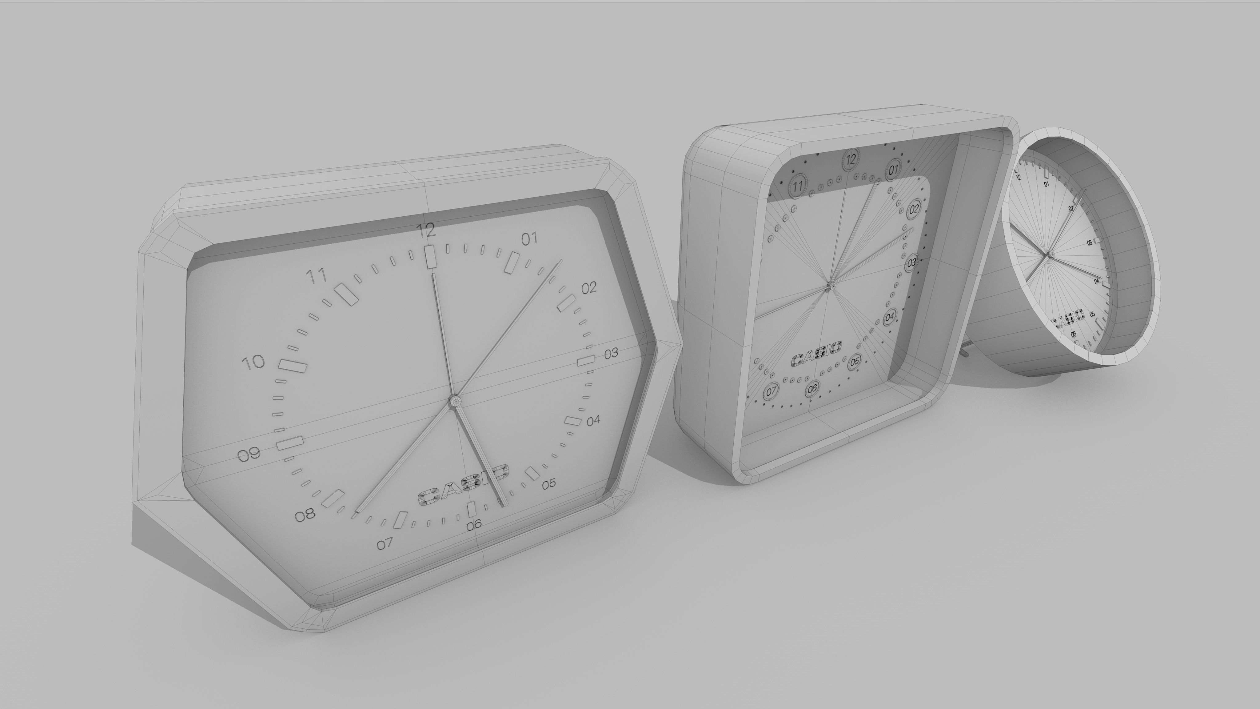 Desktop clock low poly Low-poly 3D model_3