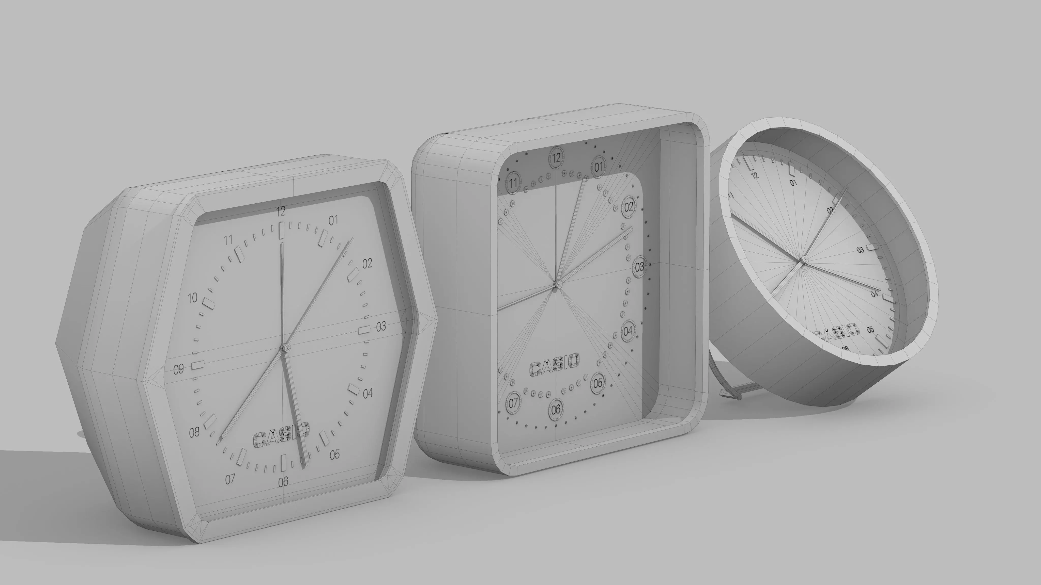 Desktop clock low poly Low-poly 3D model_0