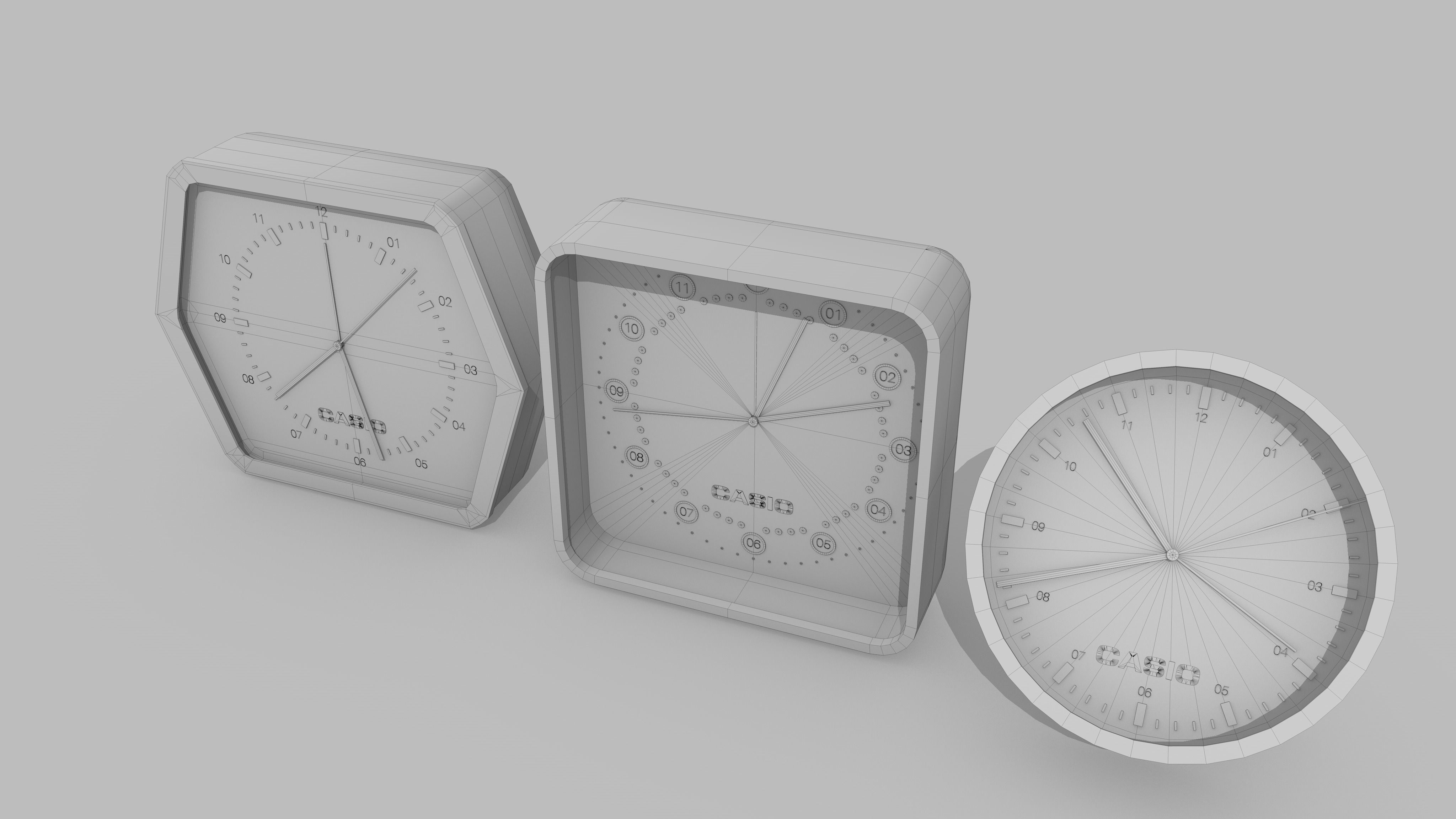 Desktop clock low poly Low-poly 3D model_4