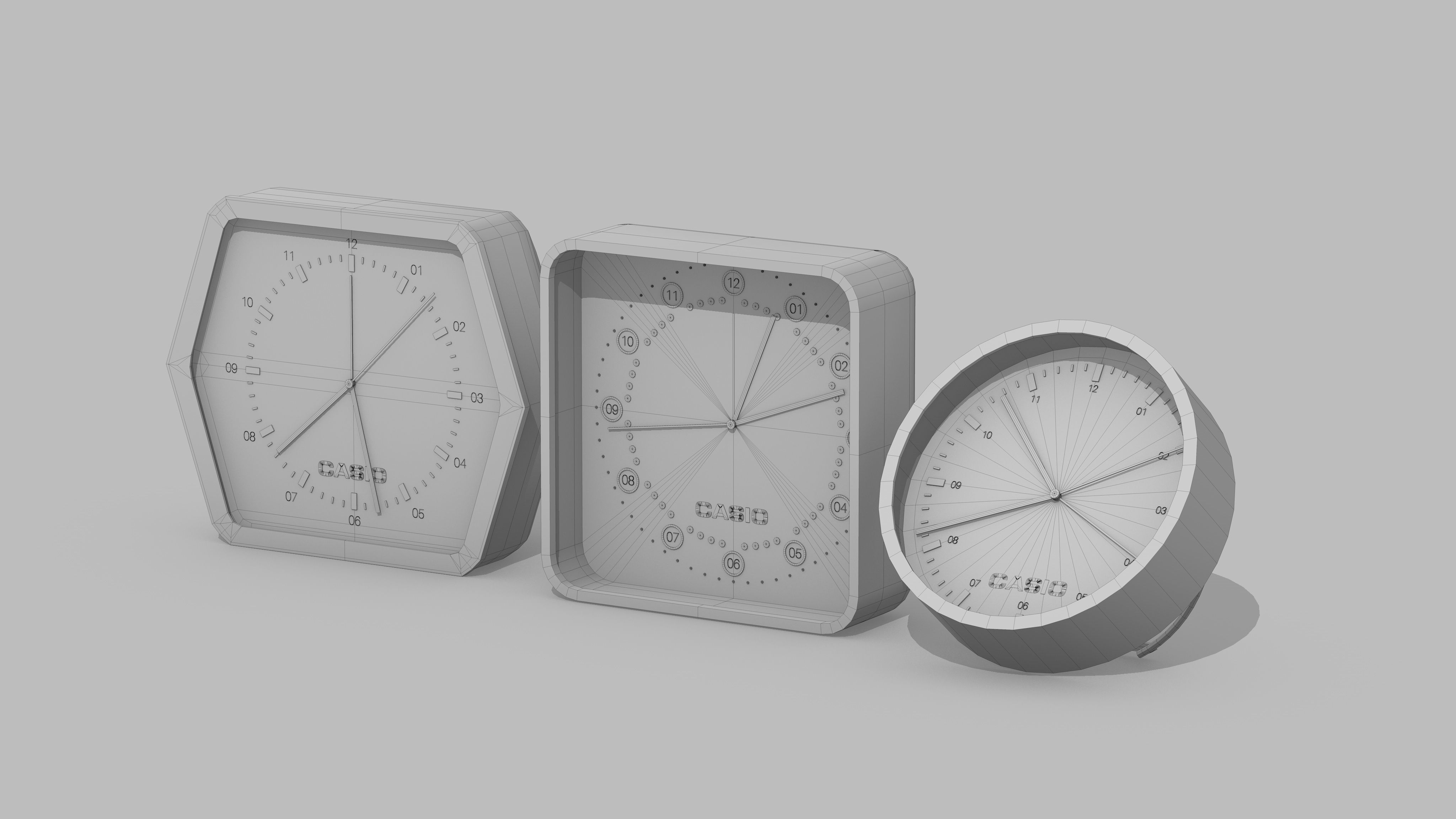 Desktop clock low poly Low-poly 3D model_1