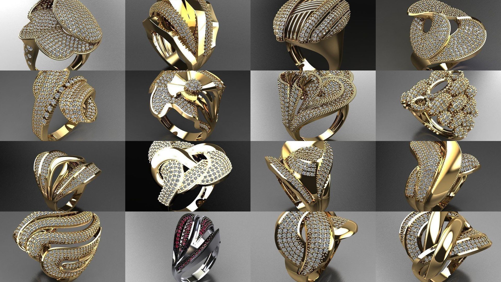Fancy Rings 3D Model Collection_1