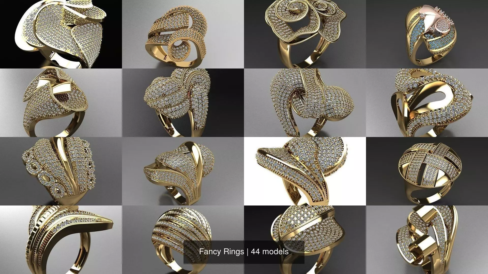 Fancy Rings 3D Model Collection_0