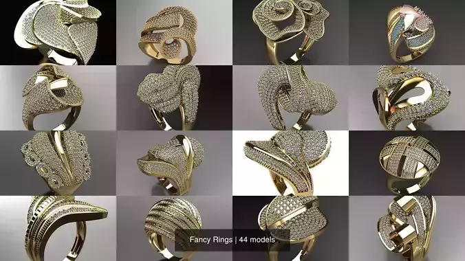 Fancy Rings 3D Model Collection