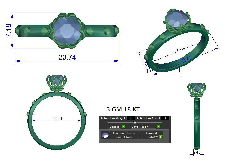 Solitaire ring 3dm stl render detail 3D print model 3D print model_1