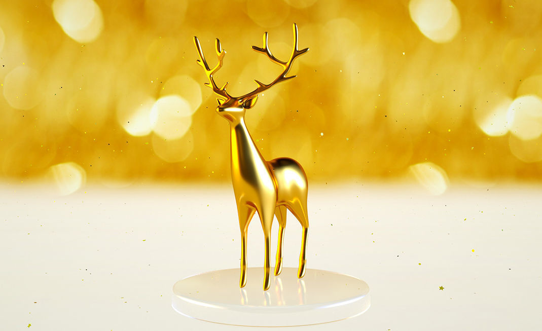 Golden Deer 3D model_5