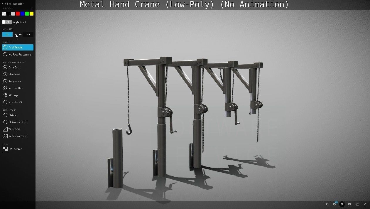 Metal Hand Crane Low-poly 3D model_107