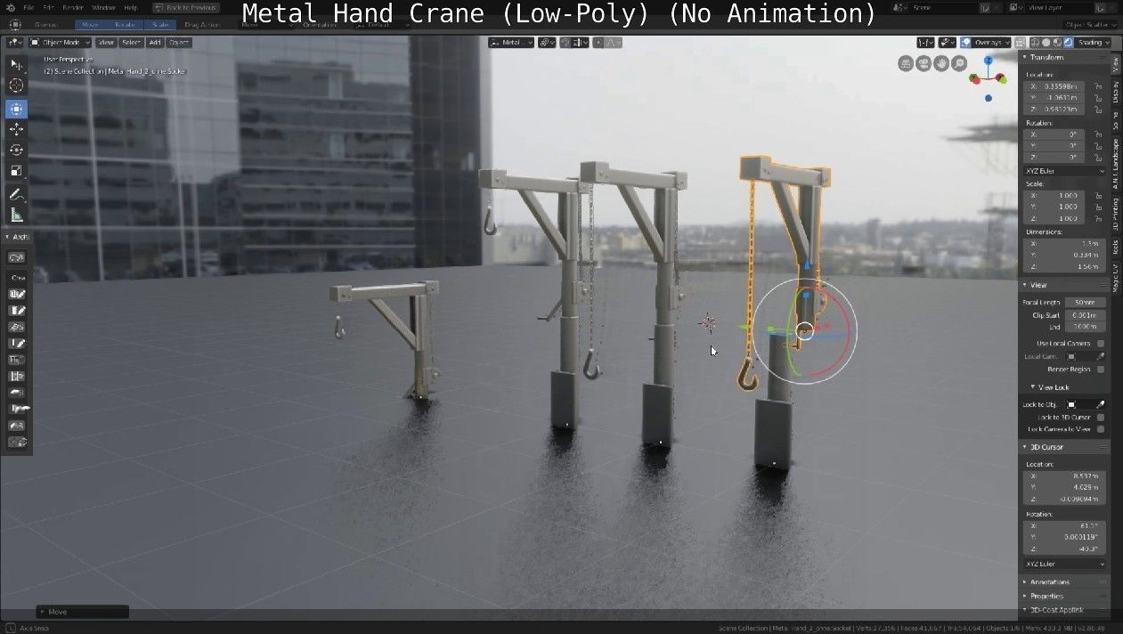 Metal Hand Crane Low-poly 3D model_41