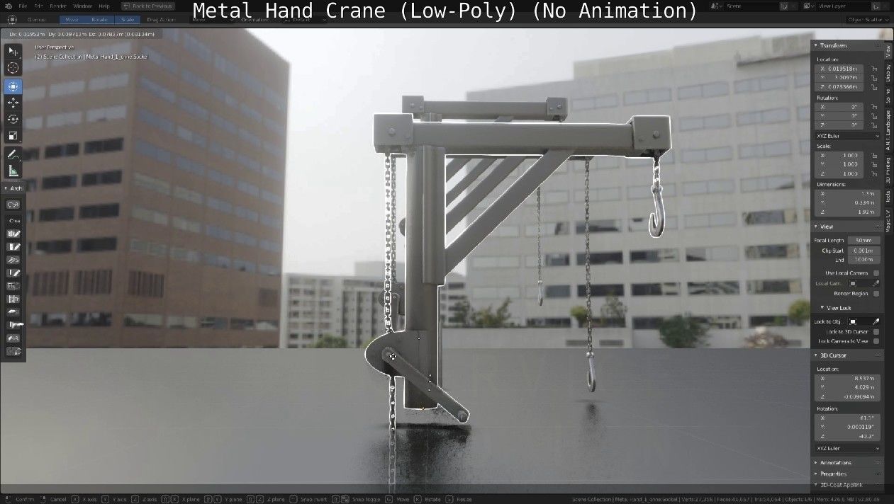 Metal Hand Crane Low-poly 3D model_53