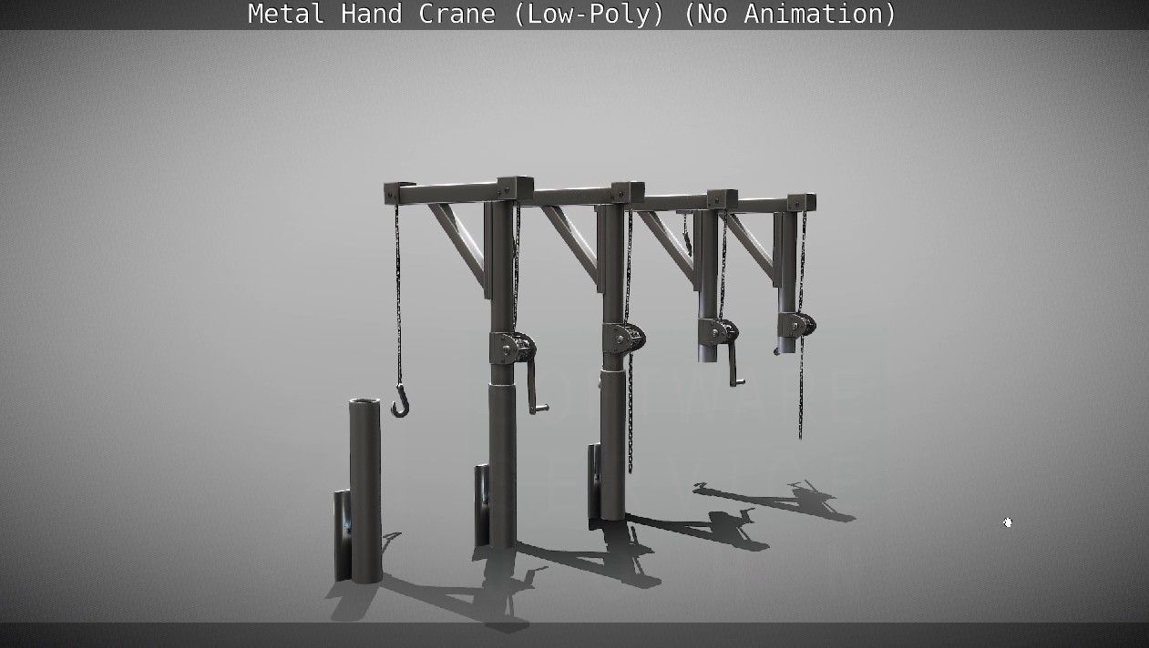 Metal Hand Crane Low-poly 3D model_104