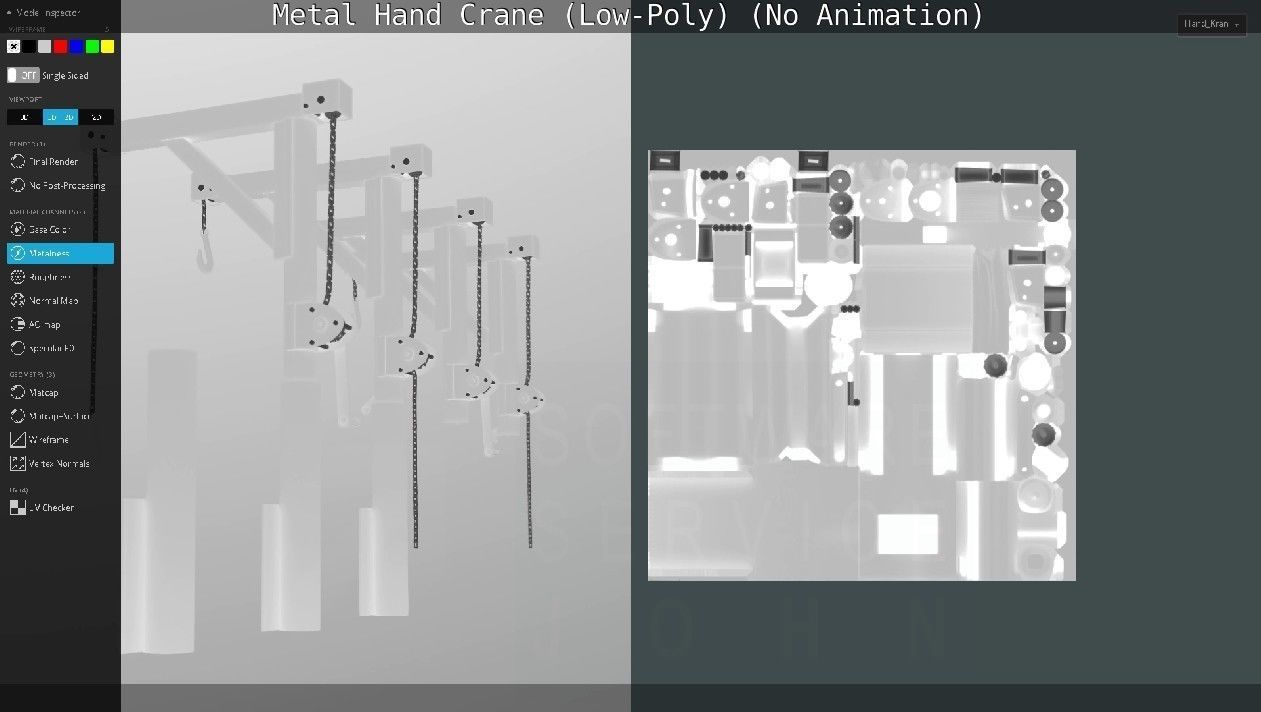 Metal Hand Crane Low-poly 3D model_124