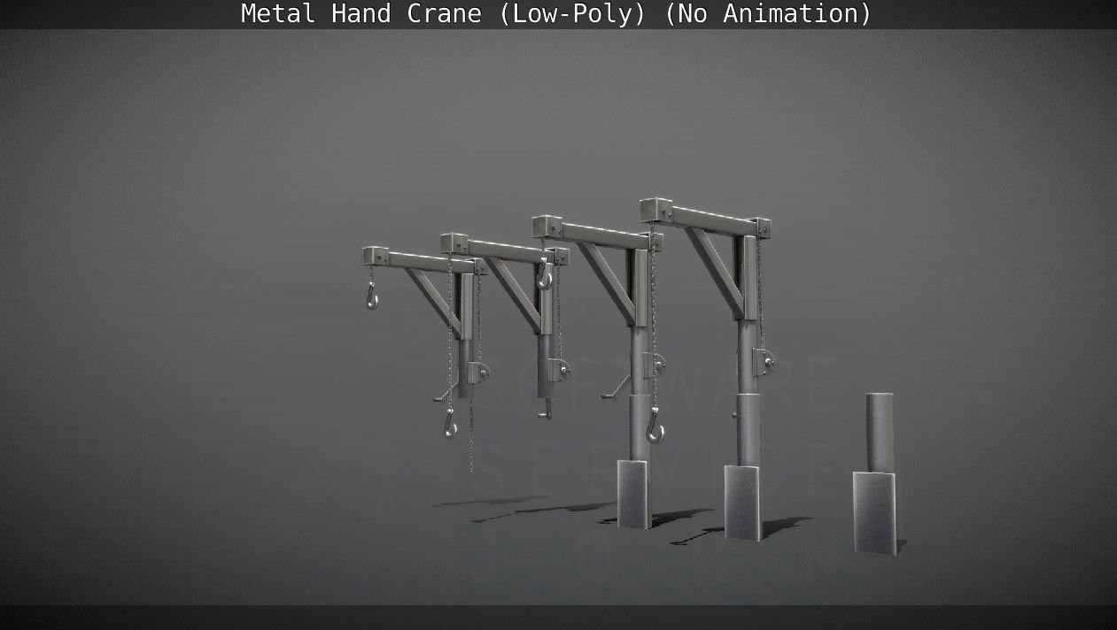 Metal Hand Crane Low-poly 3D model_97