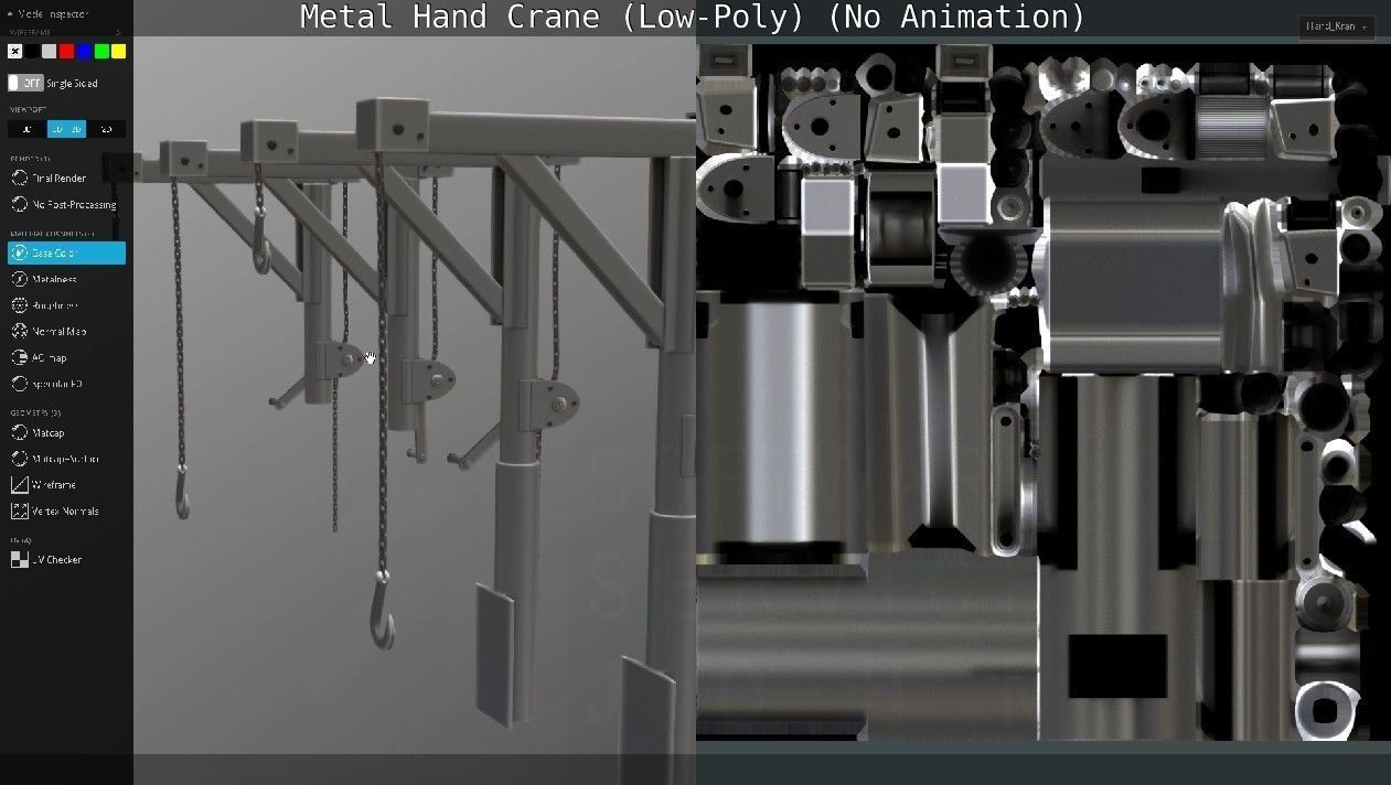 Metal Hand Crane Low-poly 3D model_112