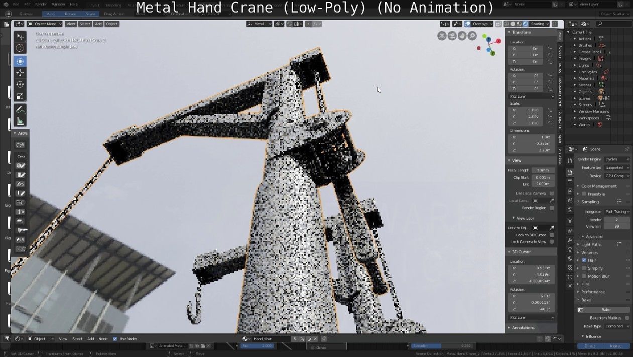 Metal Hand Crane Low-poly 3D model_78