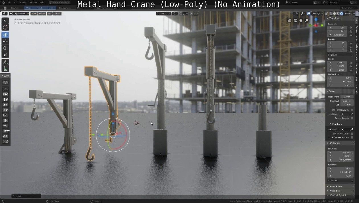 Metal Hand Crane Low-poly 3D model_39
