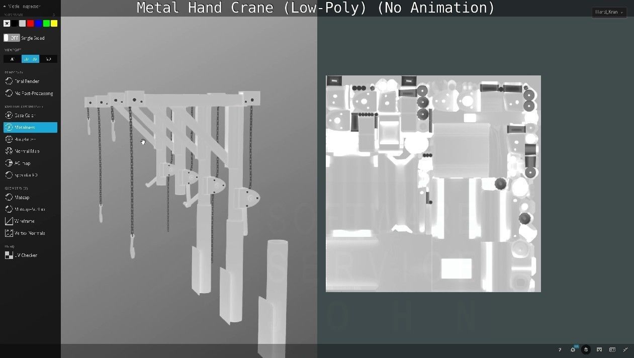 Metal Hand Crane Low-poly 3D model_123