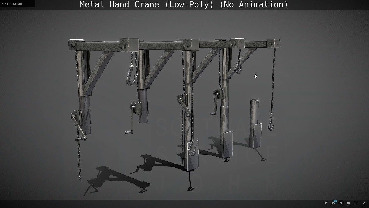 Metal Hand Crane Low-poly 3D model_34