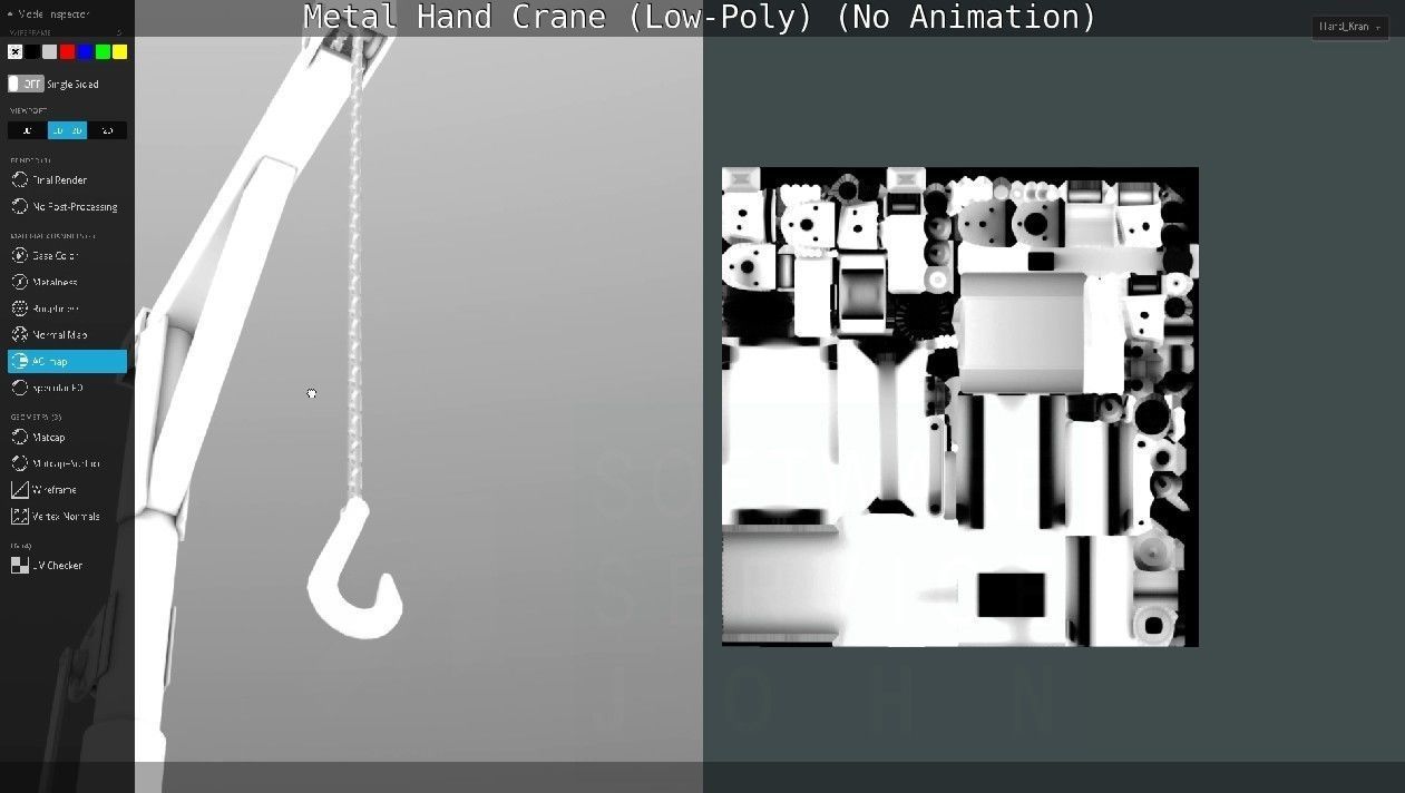 Metal Hand Crane Low-poly 3D model_136