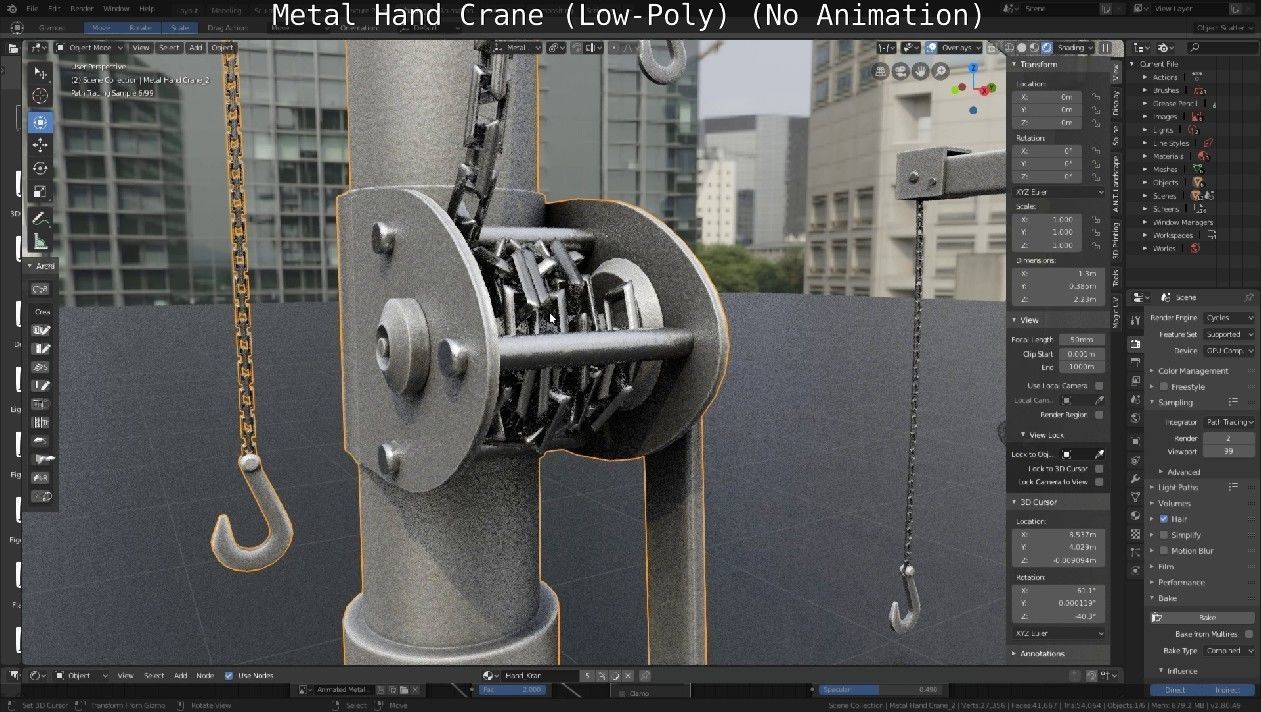 Metal Hand Crane Low-poly 3D model_72