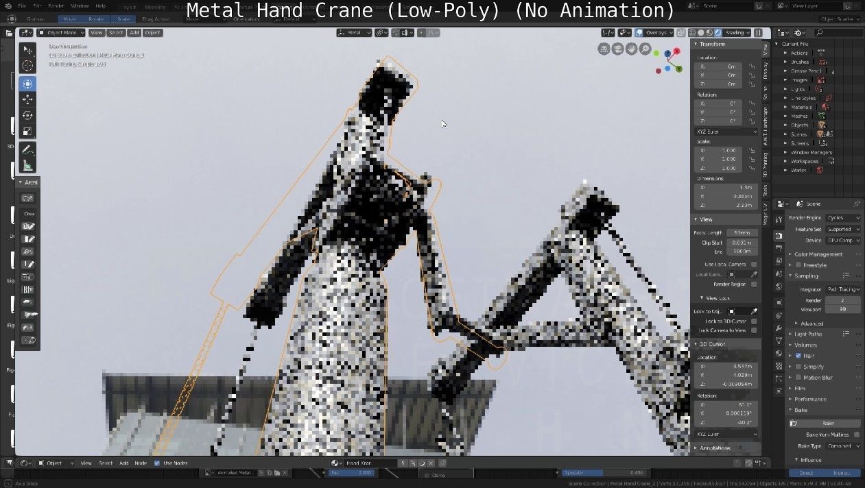 Metal Hand Crane Low-poly 3D model_76