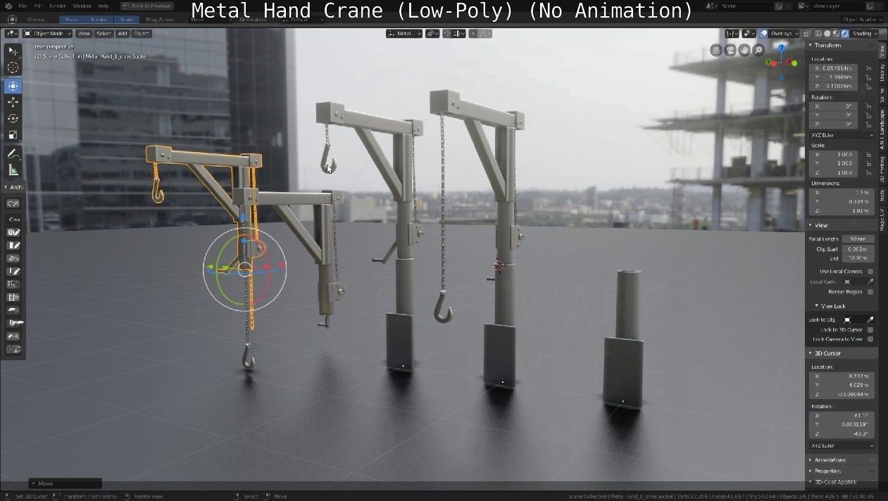 Metal Hand Crane Low-poly 3D model_56