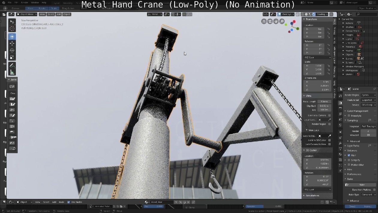 Metal Hand Crane Low-poly 3D model_75