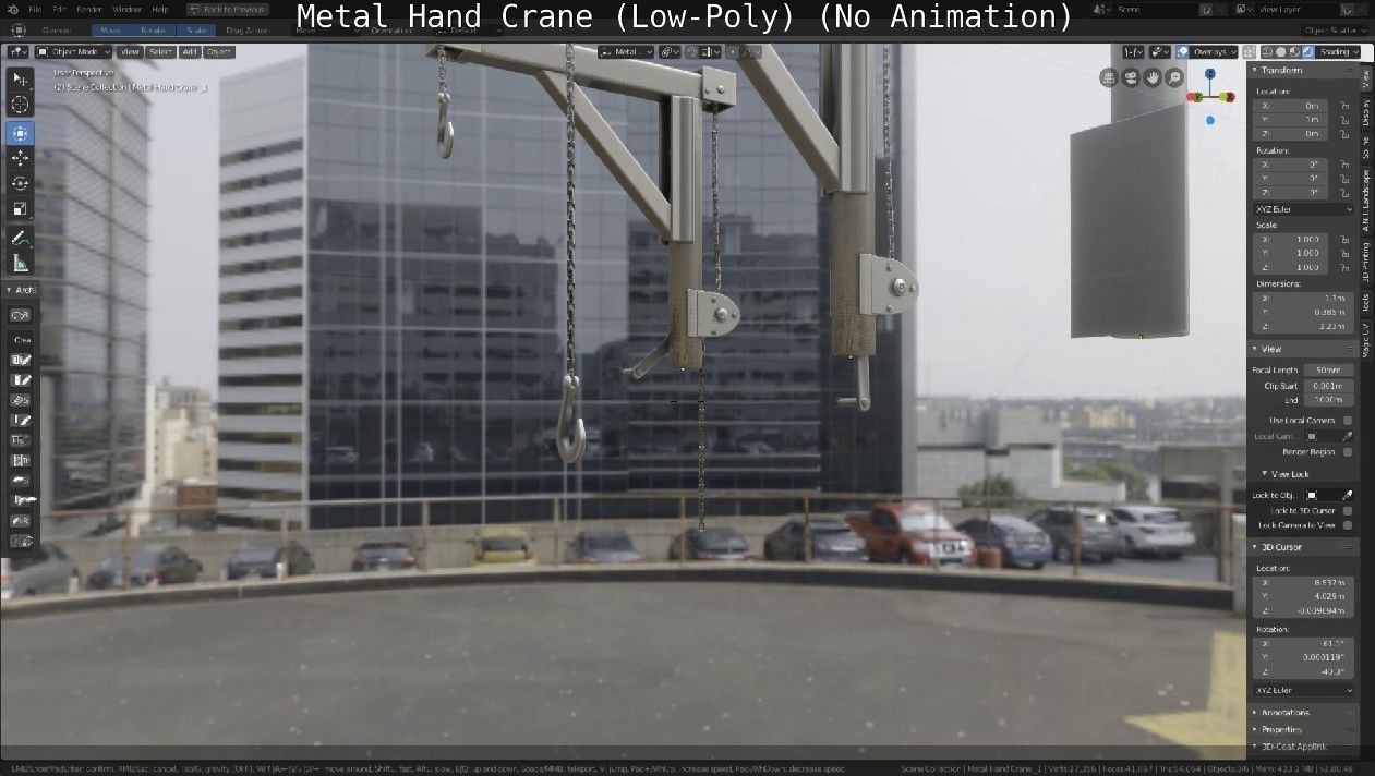 Metal Hand Crane Low-poly 3D model_22