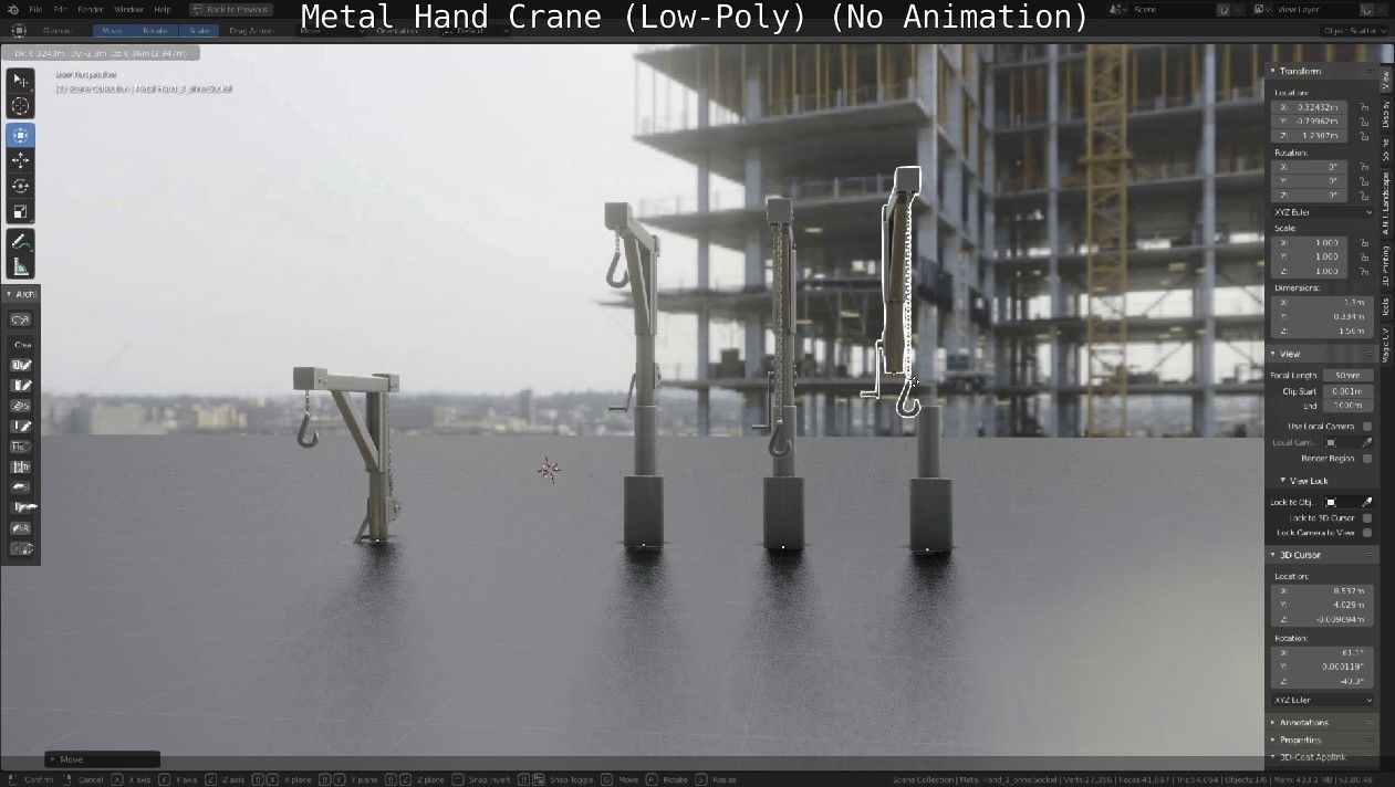 Metal Hand Crane Low-poly 3D model_40