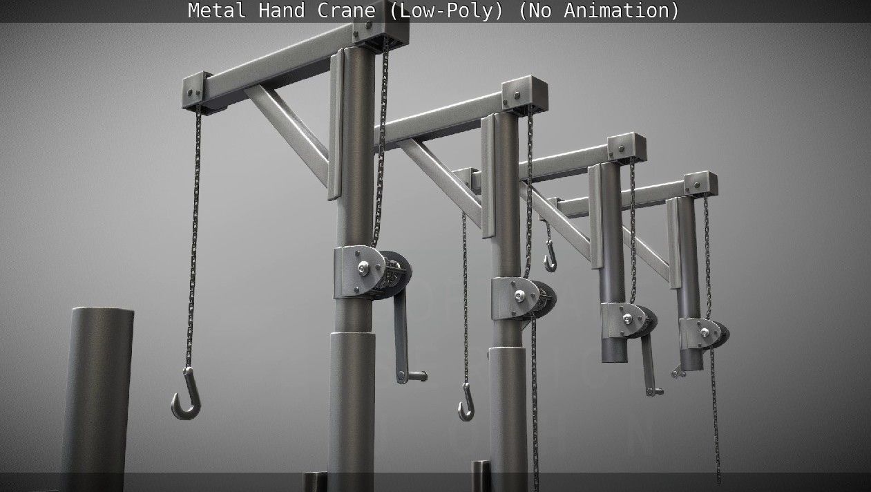 Metal Hand Crane Low-poly 3D model_82