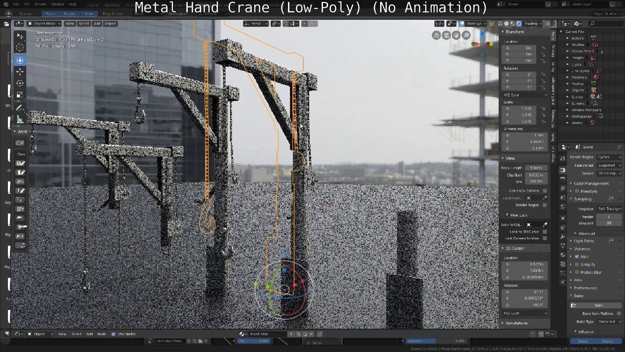Metal Hand Crane Low-poly 3D model_64