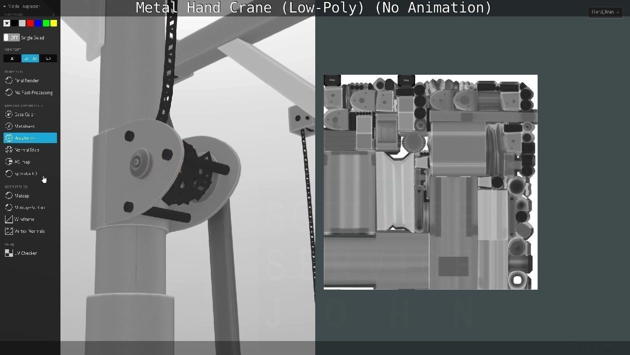 Metal Hand Crane Low-poly 3D model_127