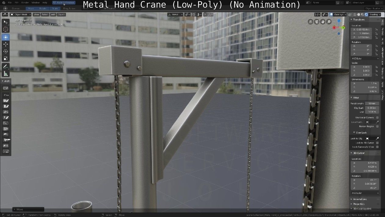 Metal Hand Crane Low-poly 3D model_58