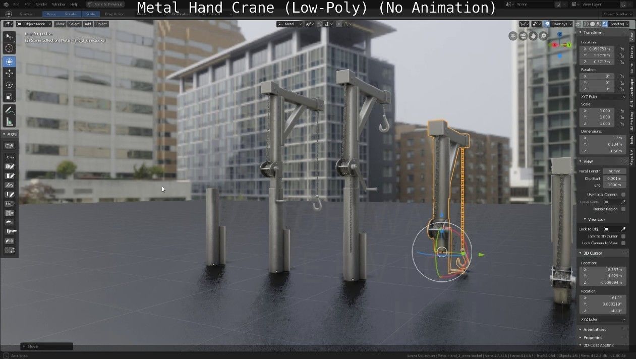 Metal Hand Crane Low-poly 3D model_51