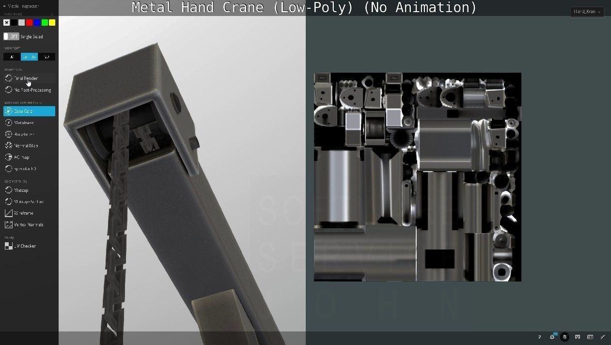 Metal Hand Crane Low-poly 3D model_24