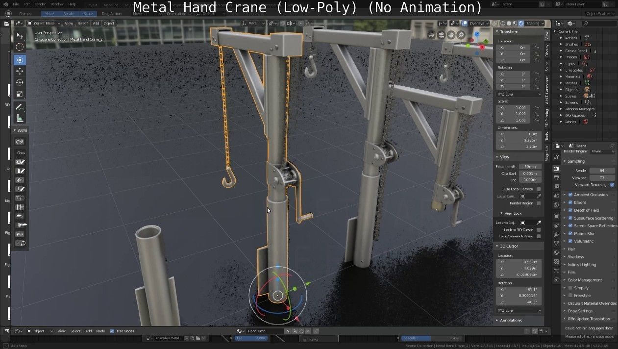 Metal Hand Crane Low-poly 3D model_92