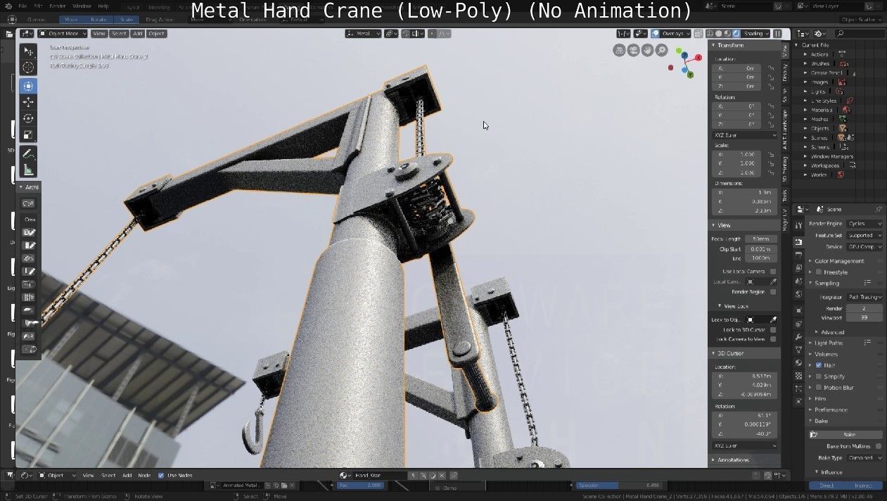 Metal Hand Crane Low-poly 3D model_77