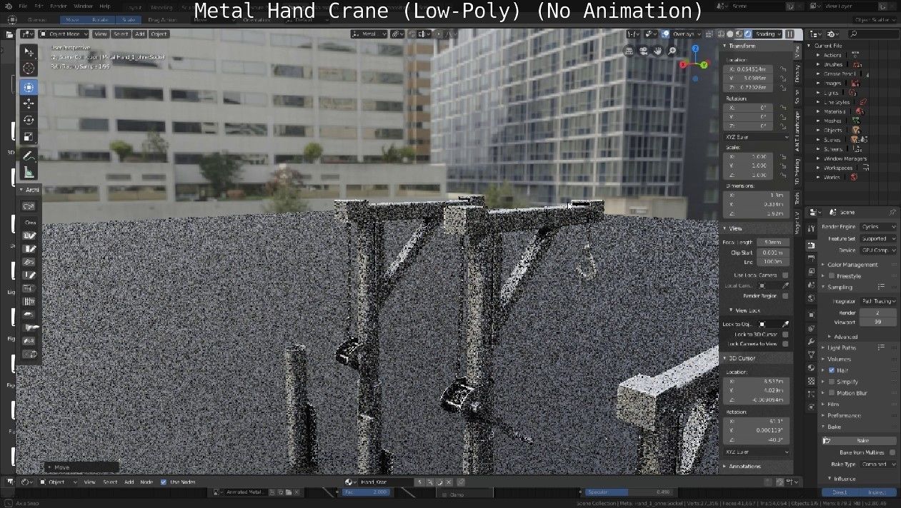 Metal Hand Crane Low-poly 3D model_60