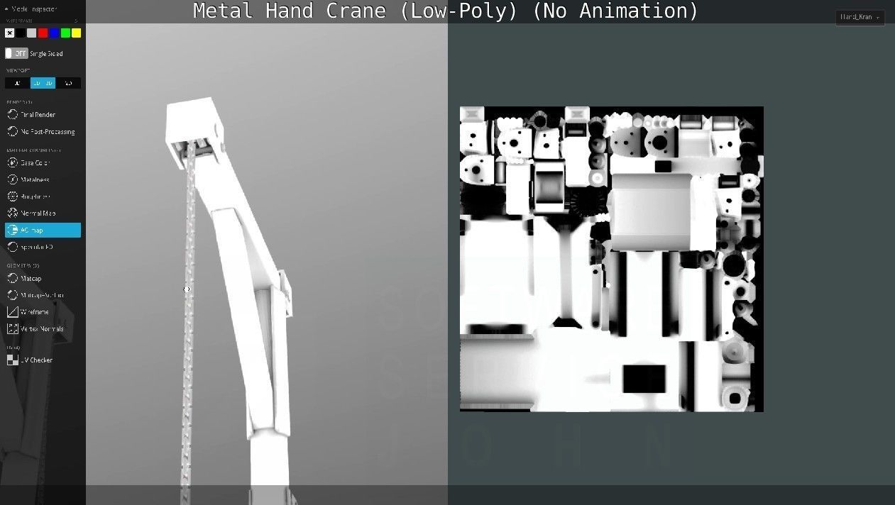 Metal Hand Crane Low-poly 3D model_137
