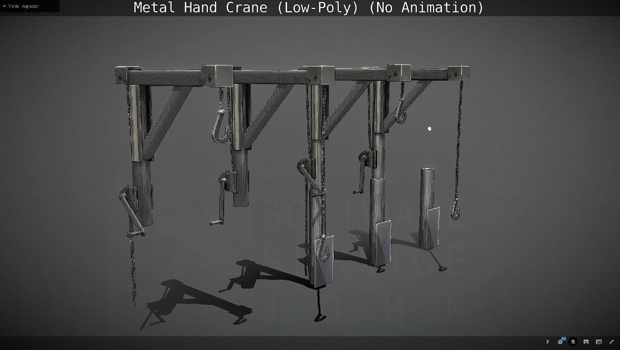 Metal Hand Crane Low-poly 3D model_33