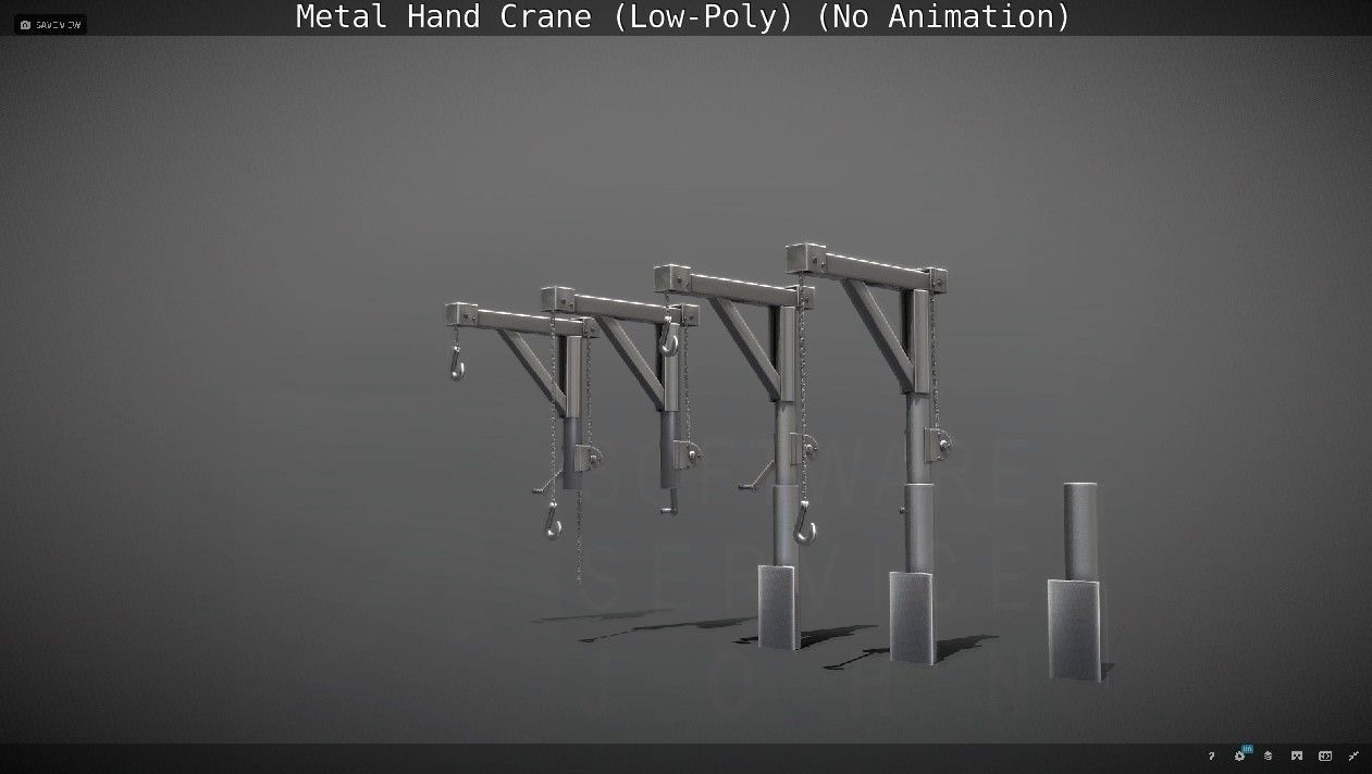 Metal Hand Crane Low-poly 3D model_88