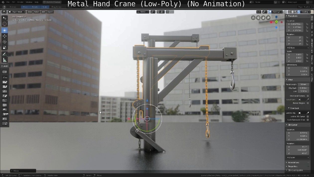 Metal Hand Crane Low-poly 3D model_52