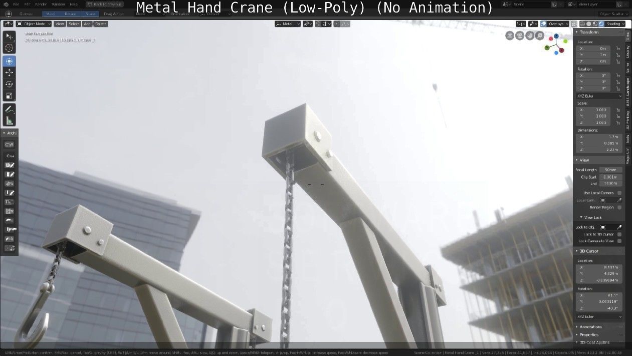 Metal Hand Crane Low-poly 3D model_16