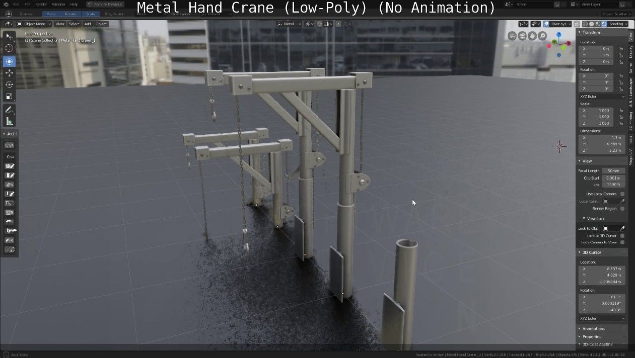 Metal Hand Crane Low-poly 3D model_12