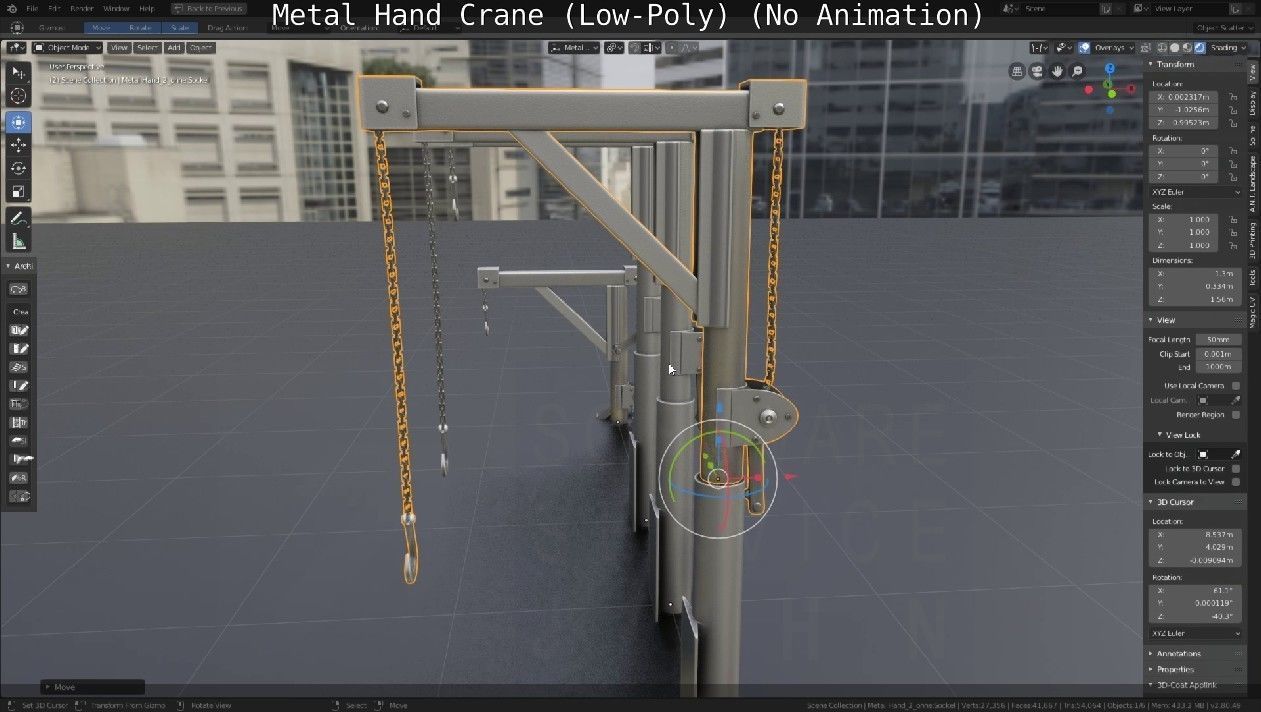 Metal Hand Crane Low-poly 3D model_43