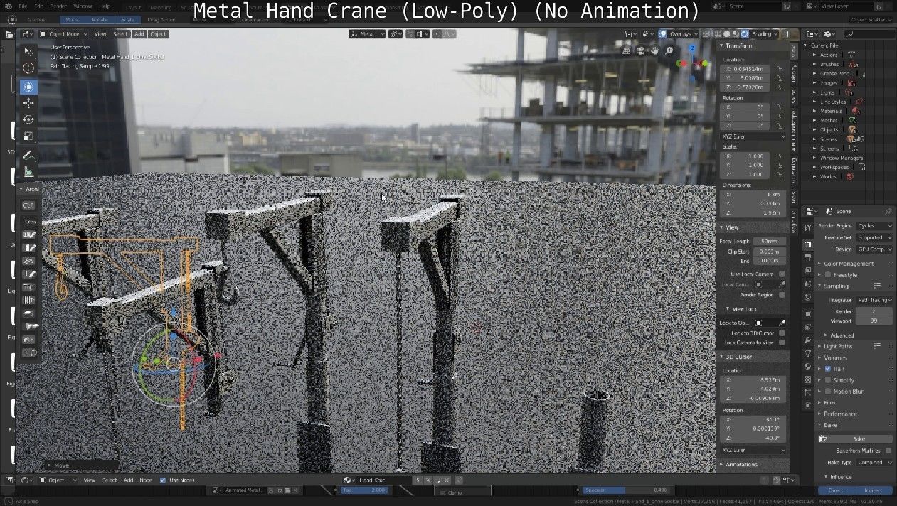 Metal Hand Crane Low-poly 3D model_61