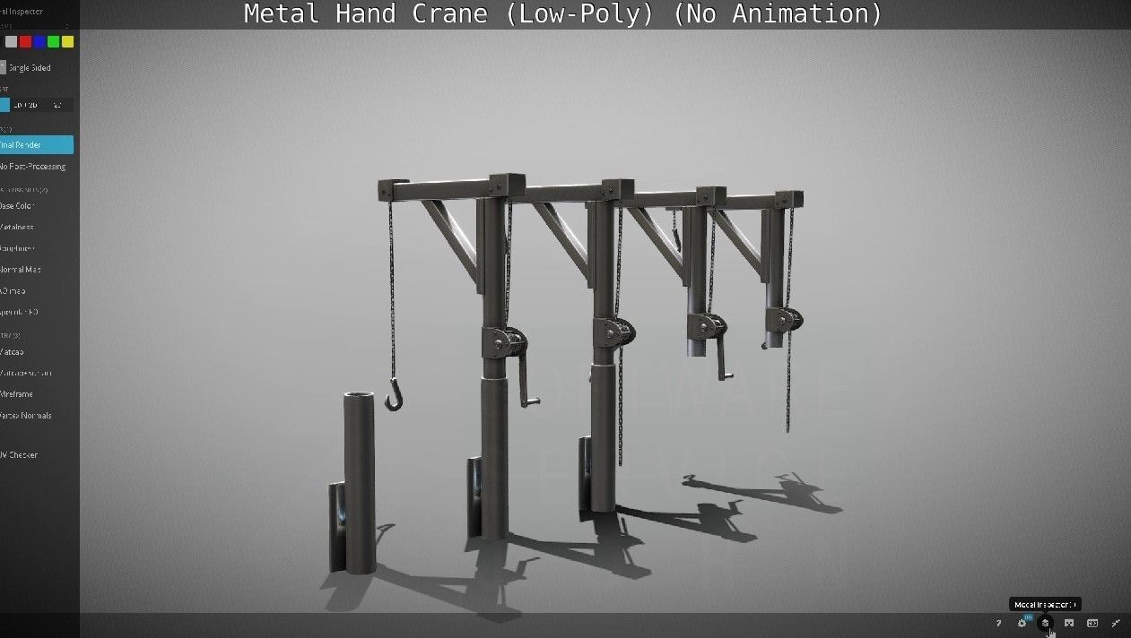 Metal Hand Crane Low-poly 3D model_105