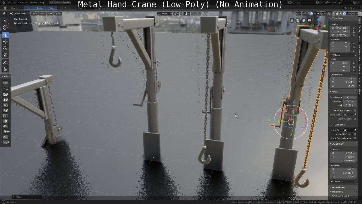 Metal Hand Crane Low-poly 3D model_46