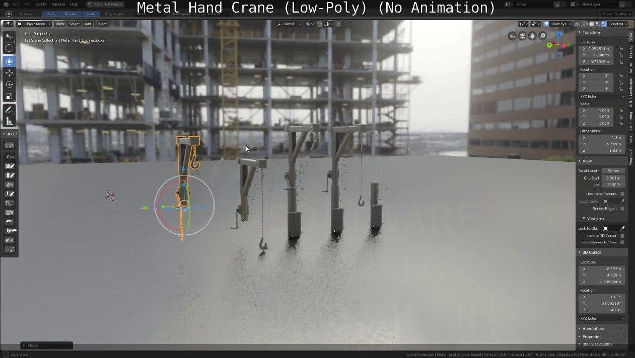 Metal Hand Crane Low-poly 3D model_55