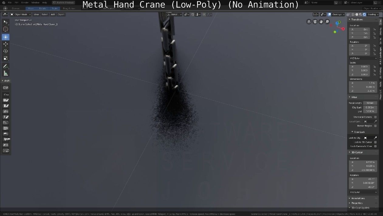 Metal Hand Crane Low-poly 3D model_20