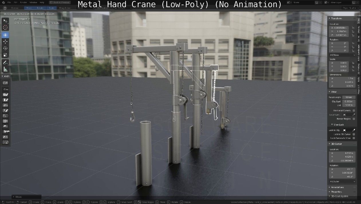 Metal Hand Crane Low-poly 3D model_50