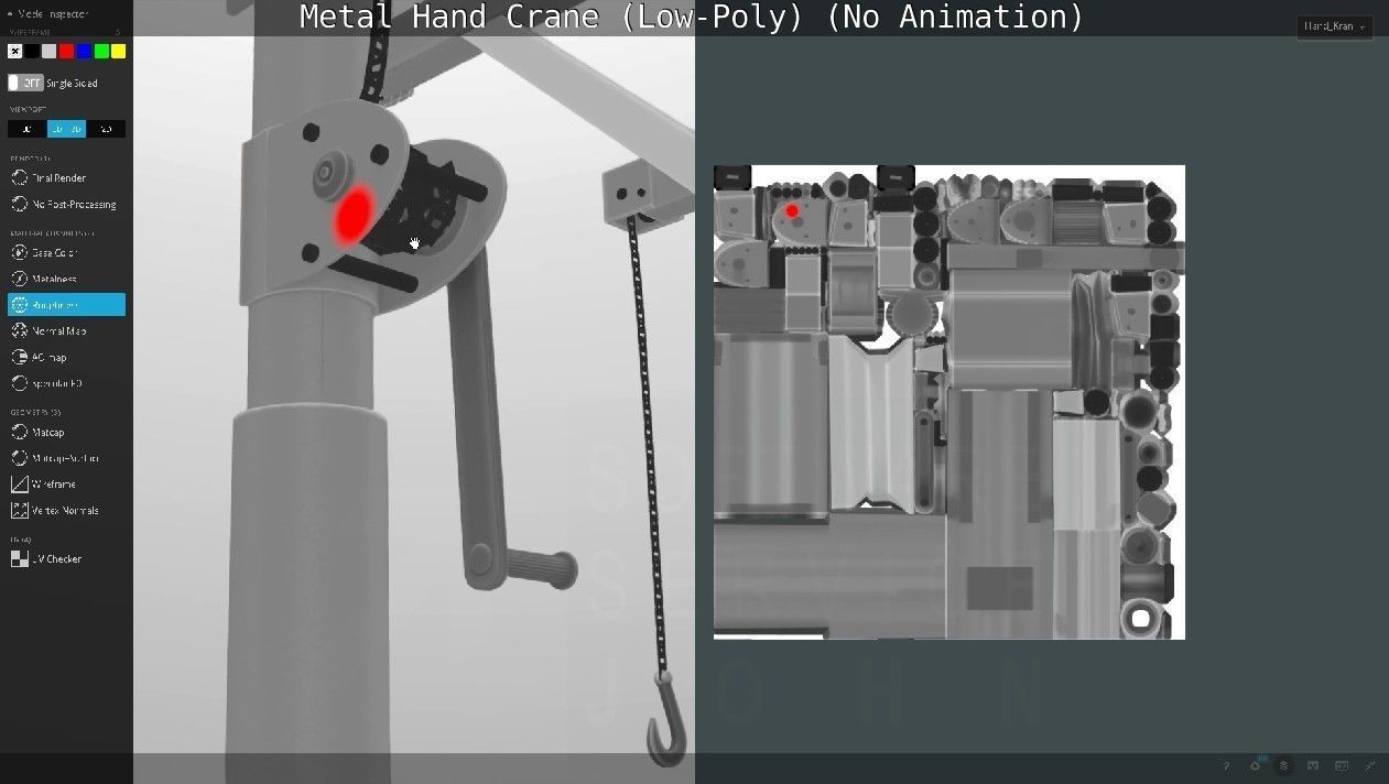 Metal Hand Crane Low-poly 3D model_126